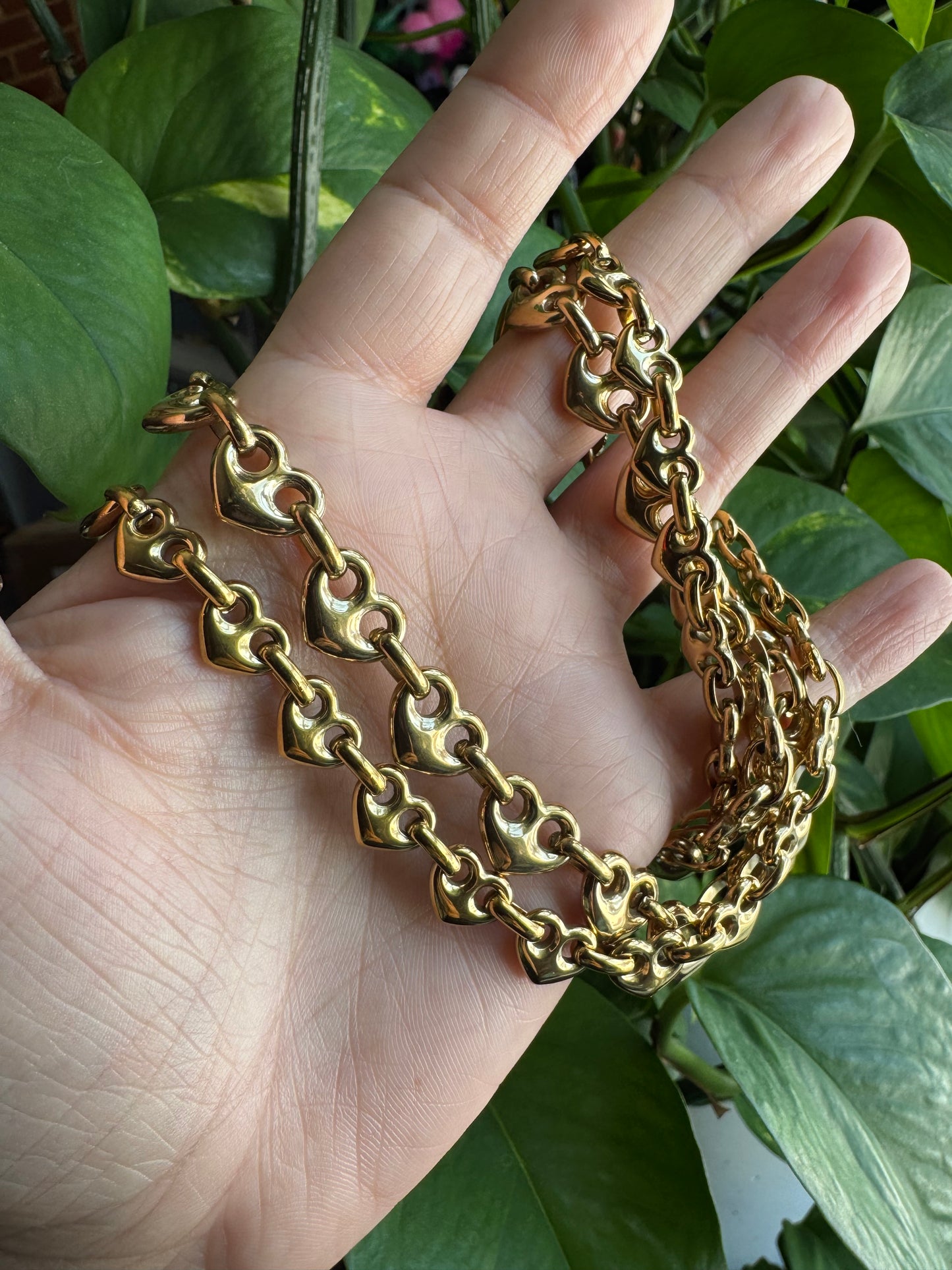 Gold Puffy Heart Choker