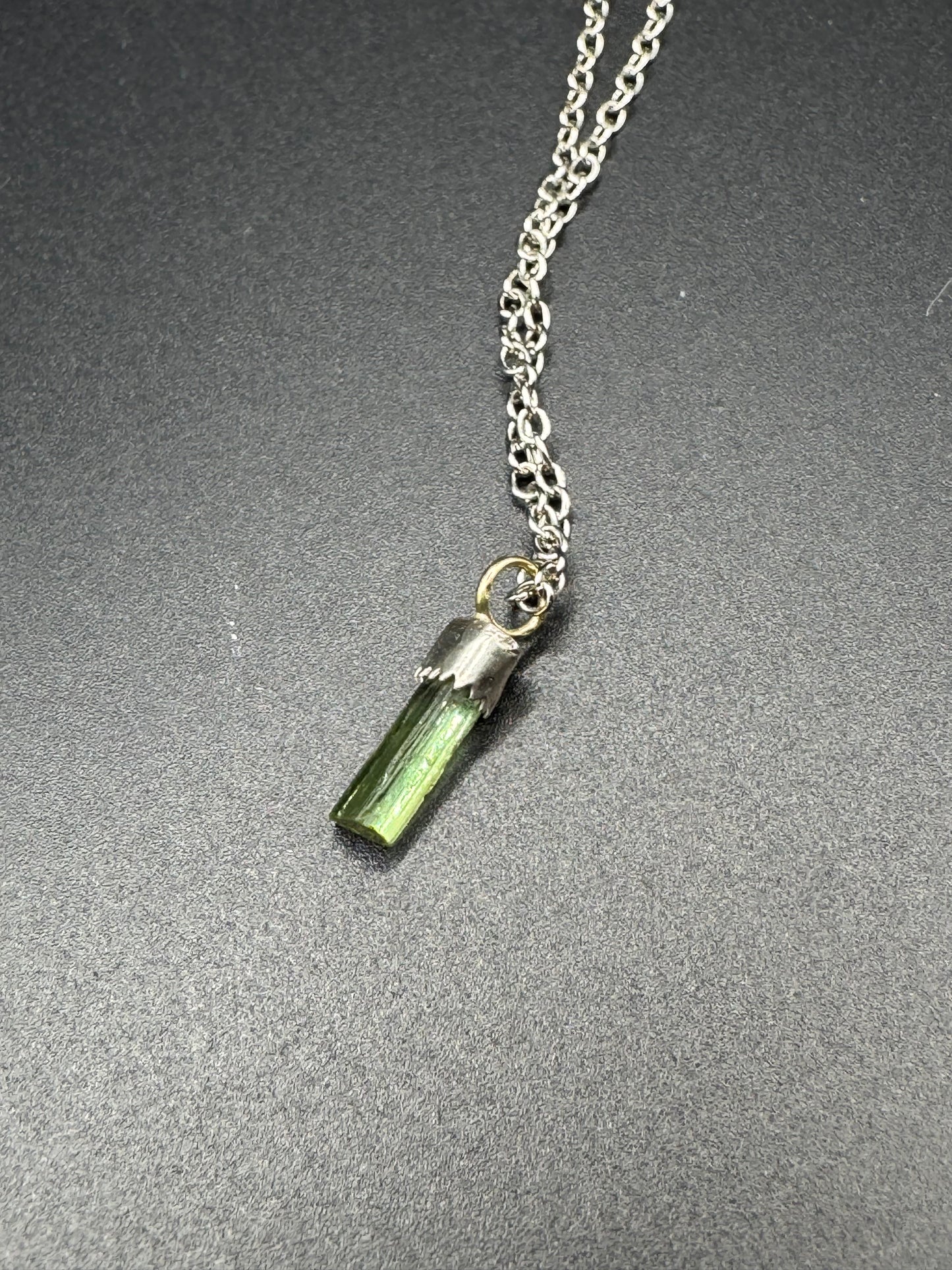 Green Tourmaline Necklace- Silver