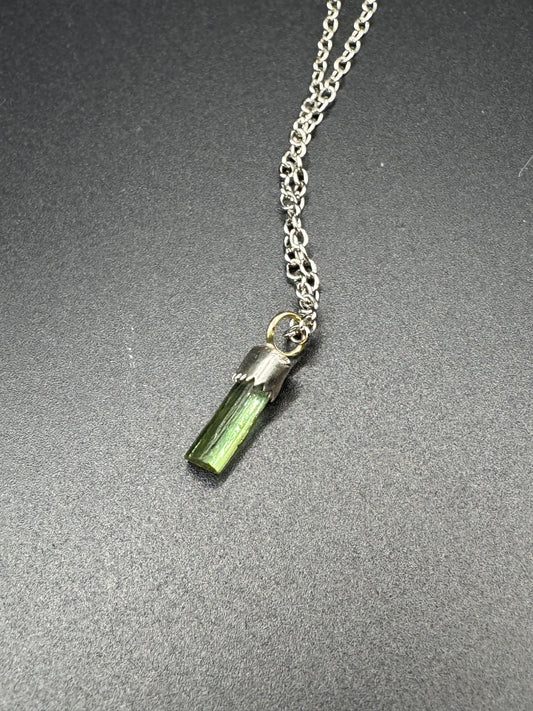 Green Tourmaline Necklace- Silver