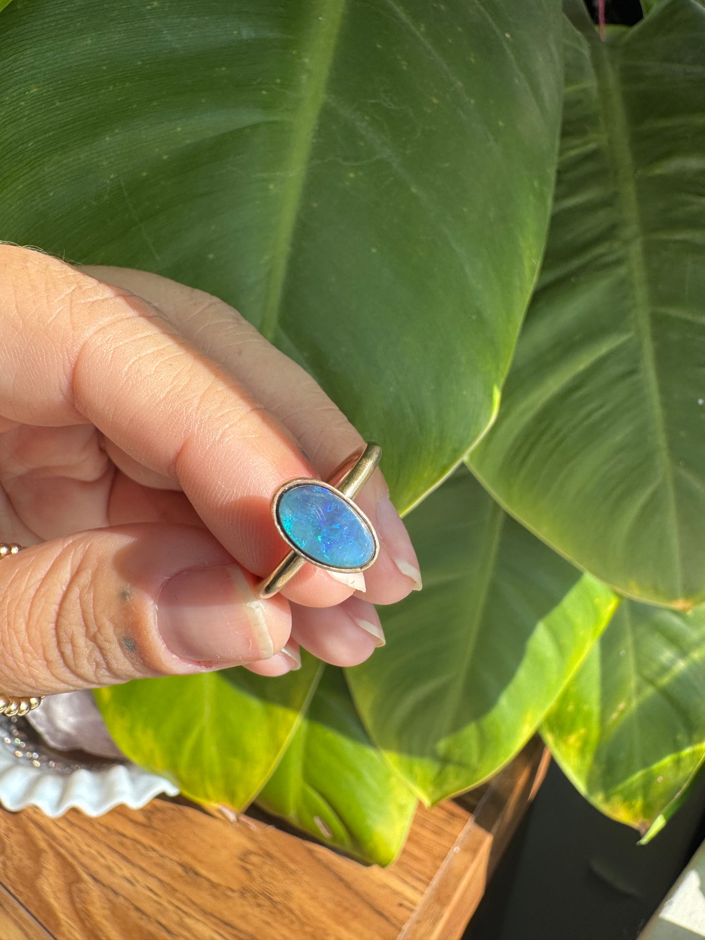 Boulder Opal Gold Ring- 7.25