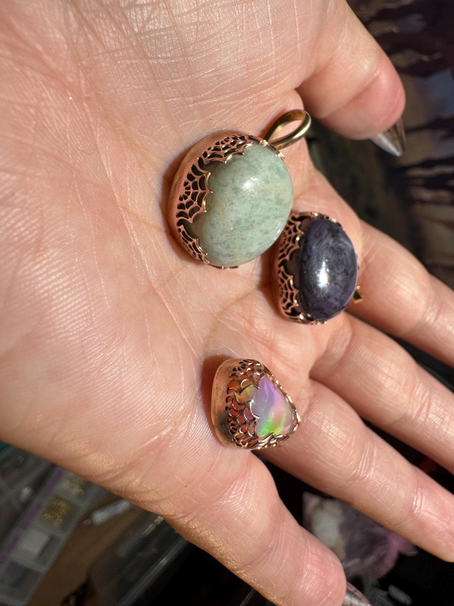 Amazonite SpiderWeb Pendant