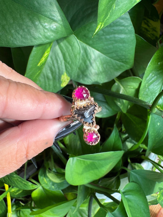 Pink Sapphire Shark Tooth Ring 8.5
