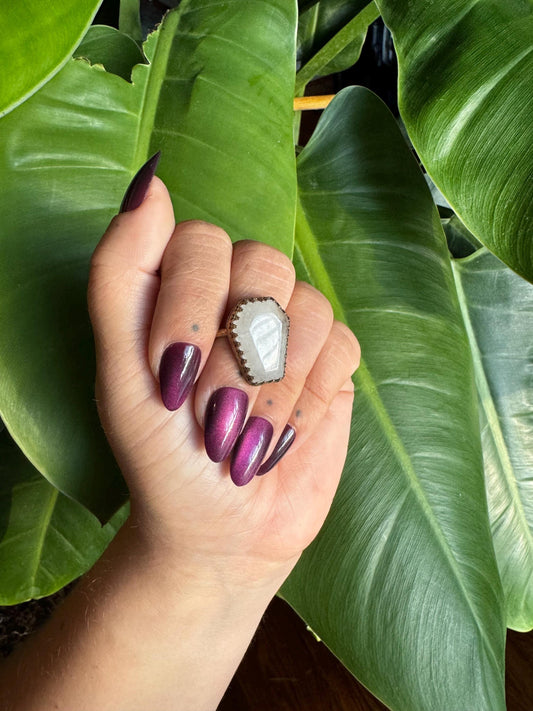 Quartz Coffin Ring size 6.5-7