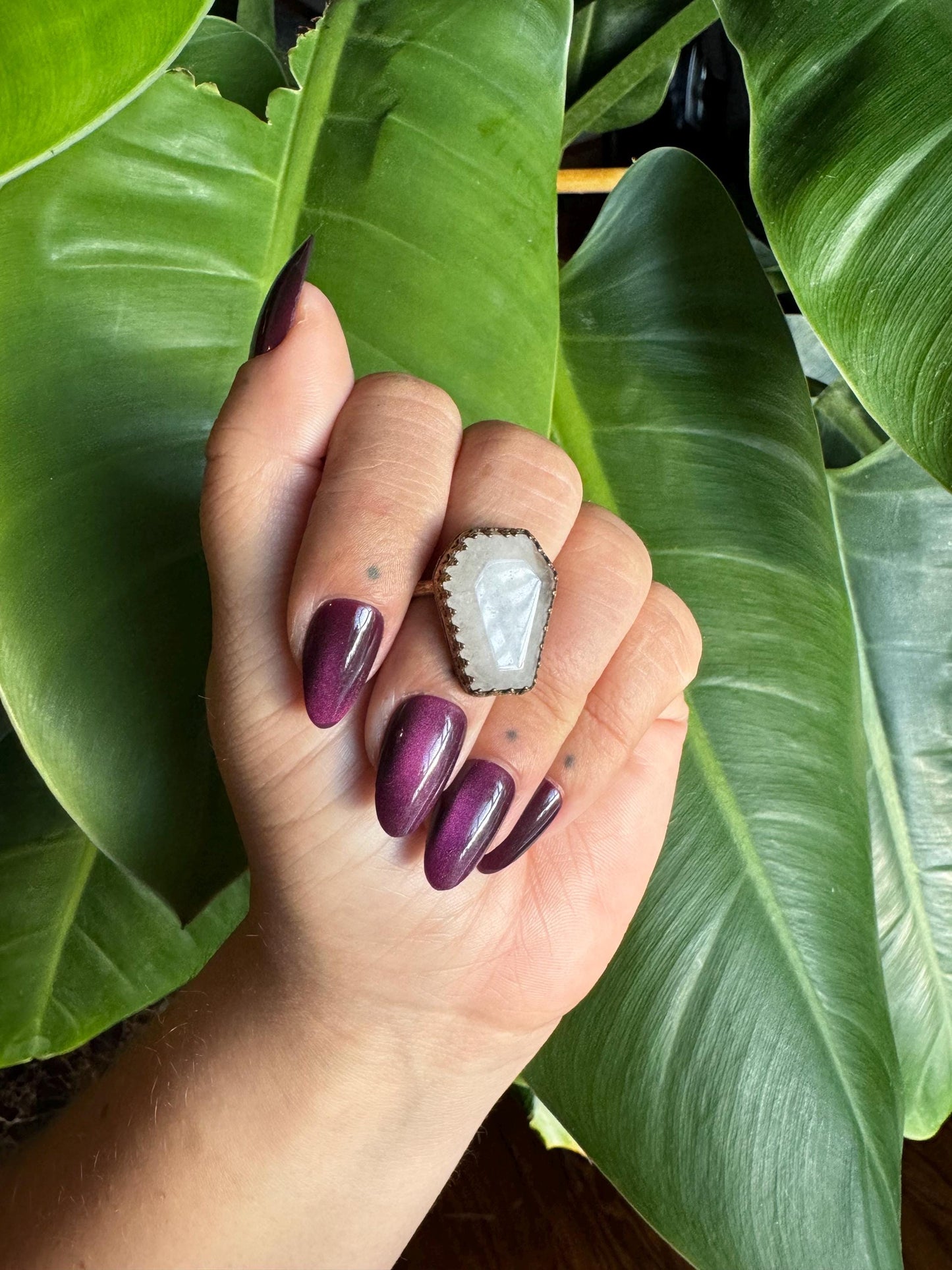 Quartz Coffin Ring size 6.5-7