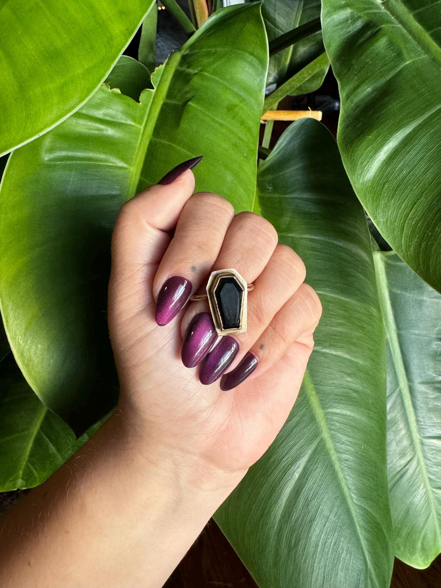 Onyx Coffin Border Ring size 8.5-9