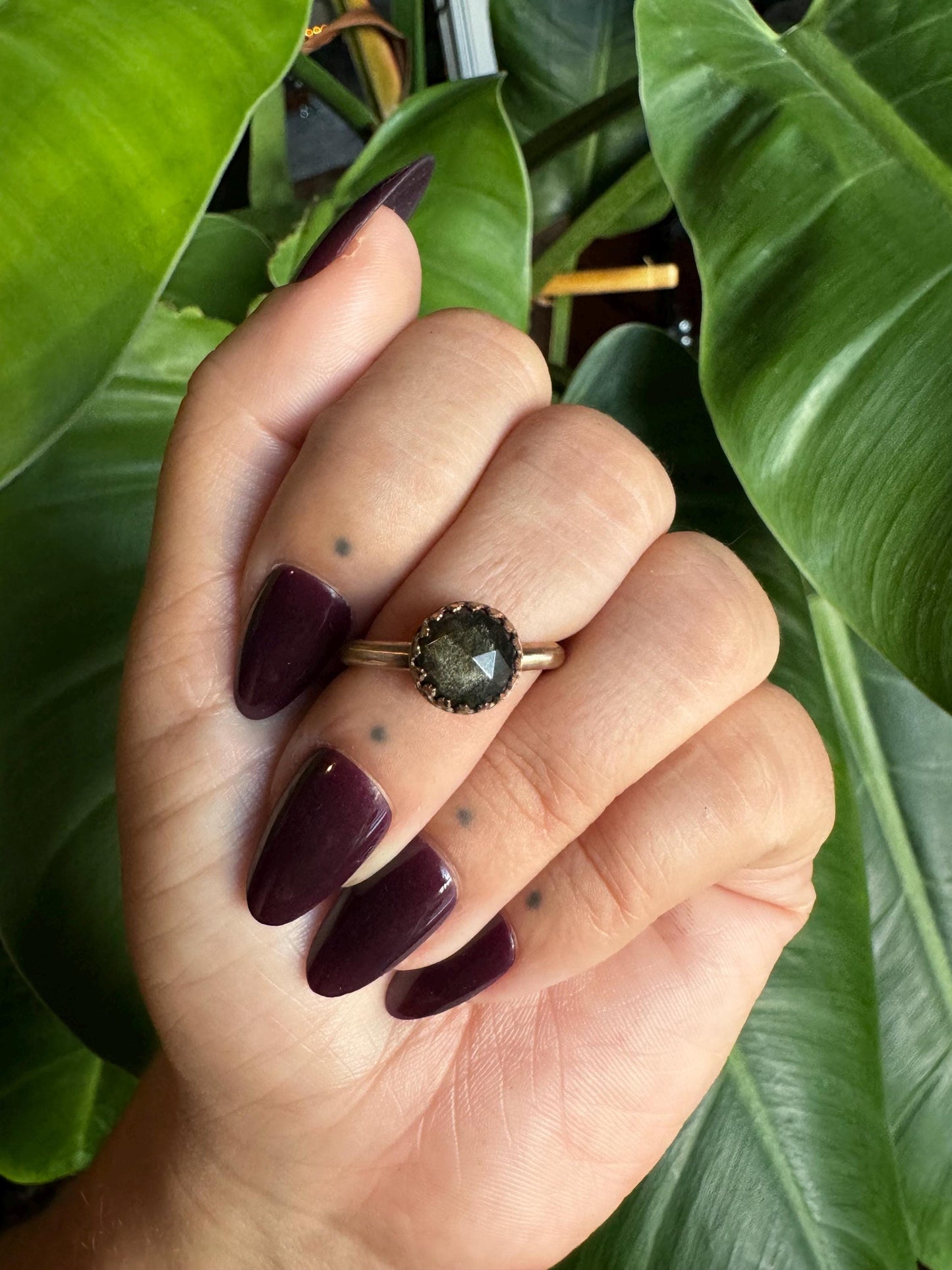 Gold Sheen Obsidian Ring size 9