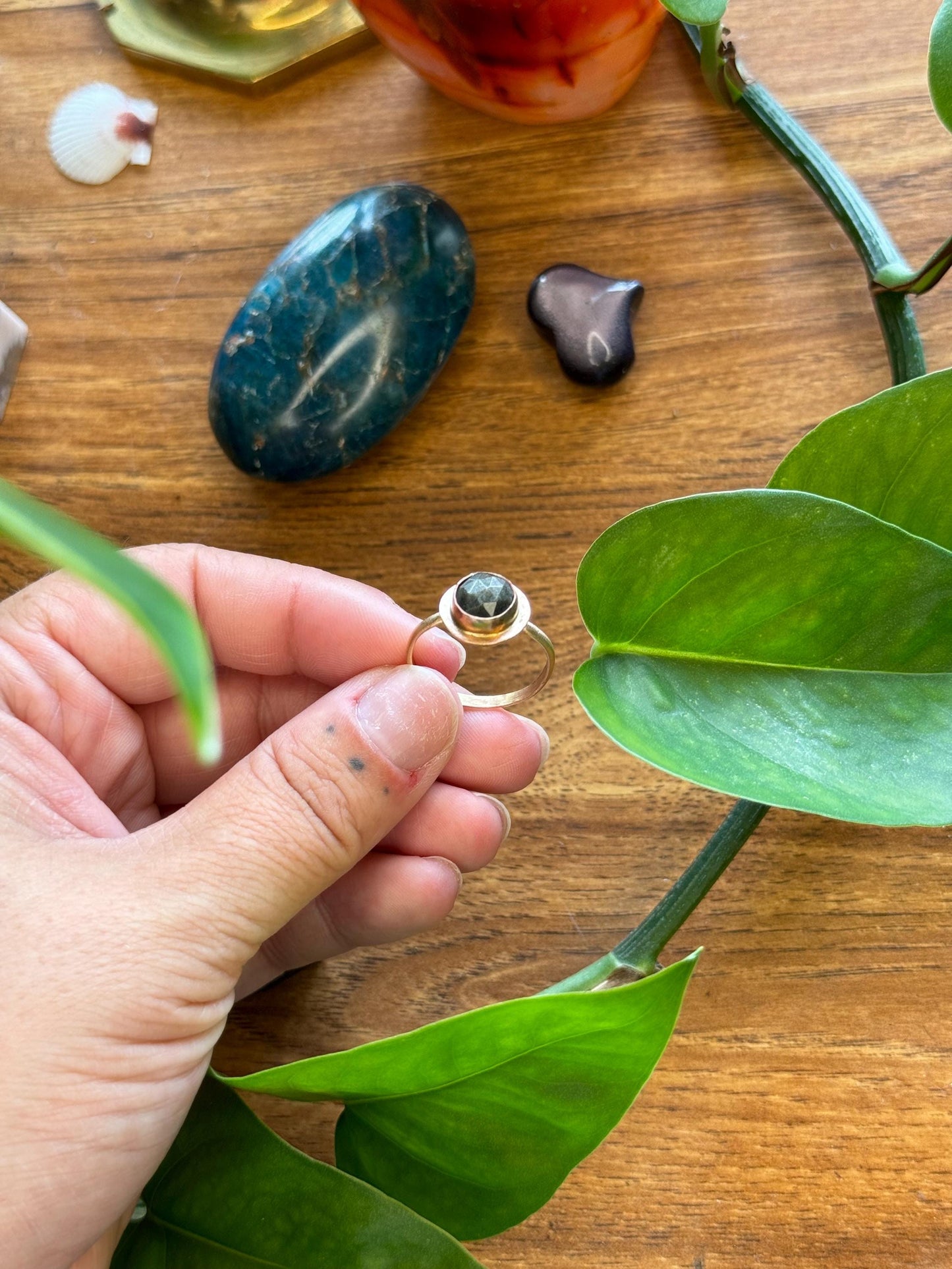 Gold Sheen Obsidian Ring size 8.5