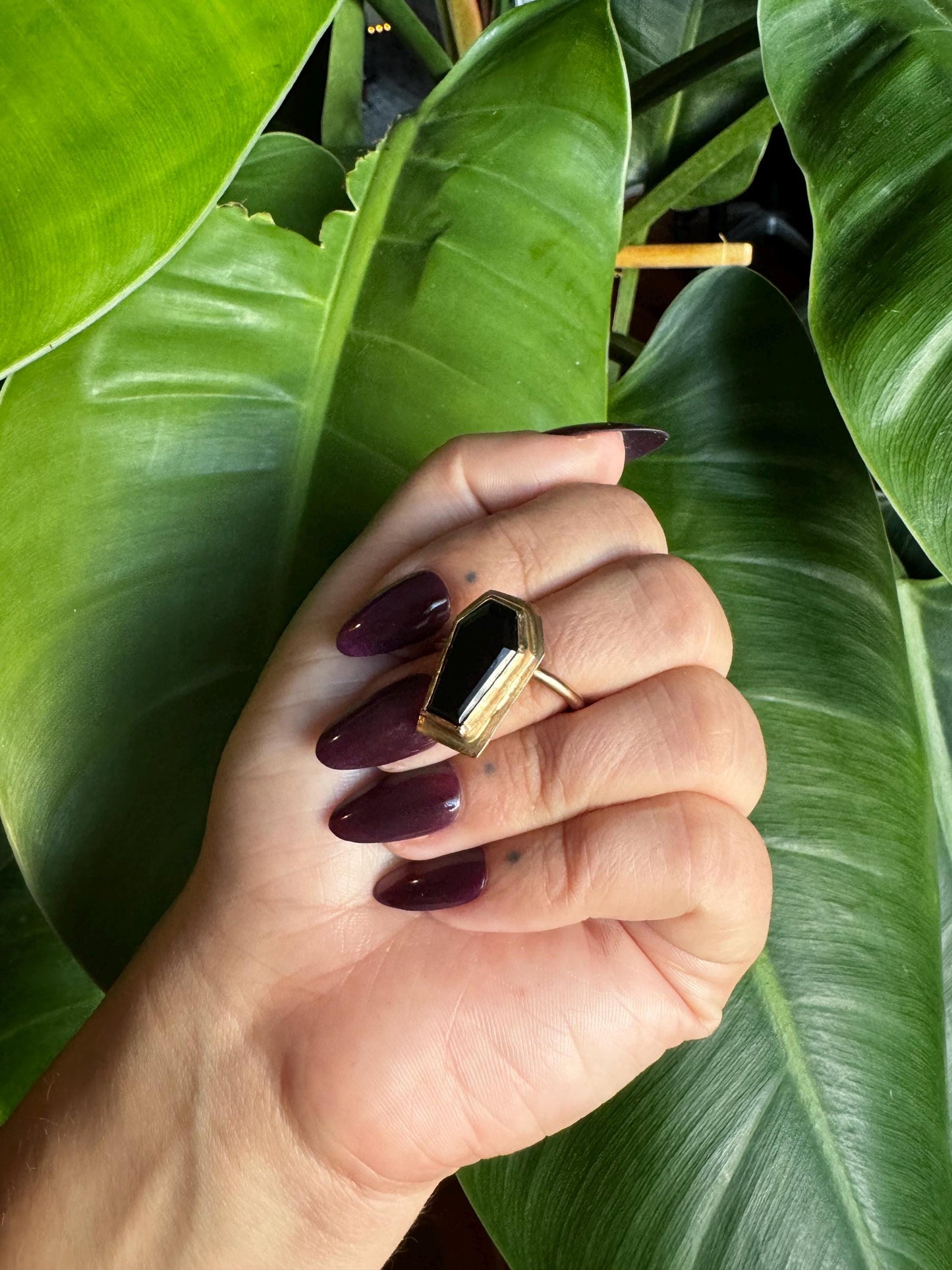 Onyx Coffin Border Ring size 8.5-9