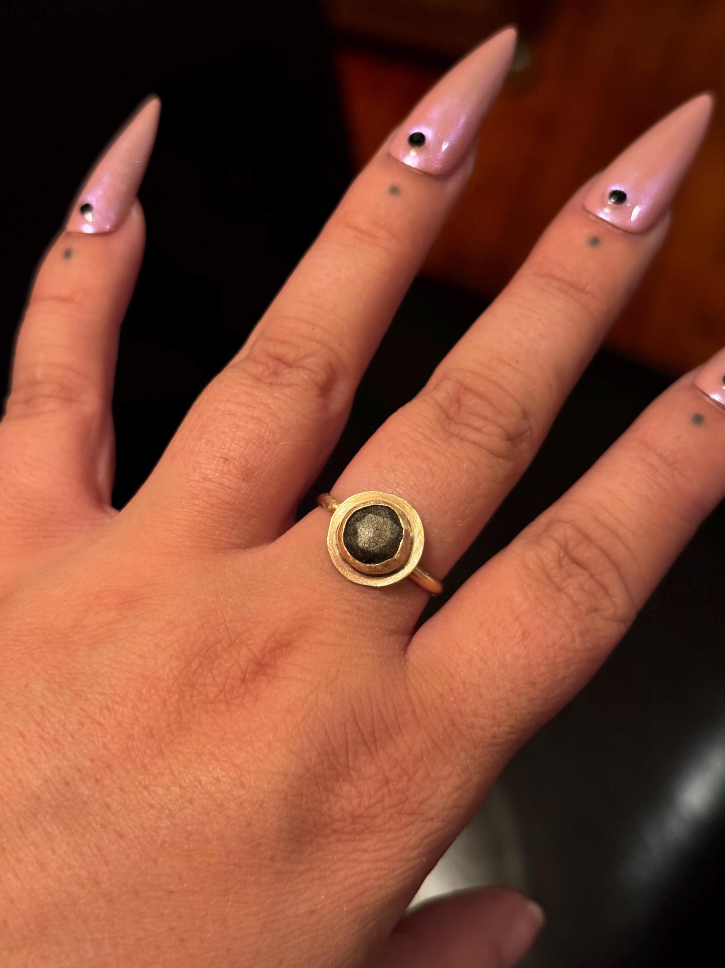 Gold Sheen Obsidian Ring size 8.5