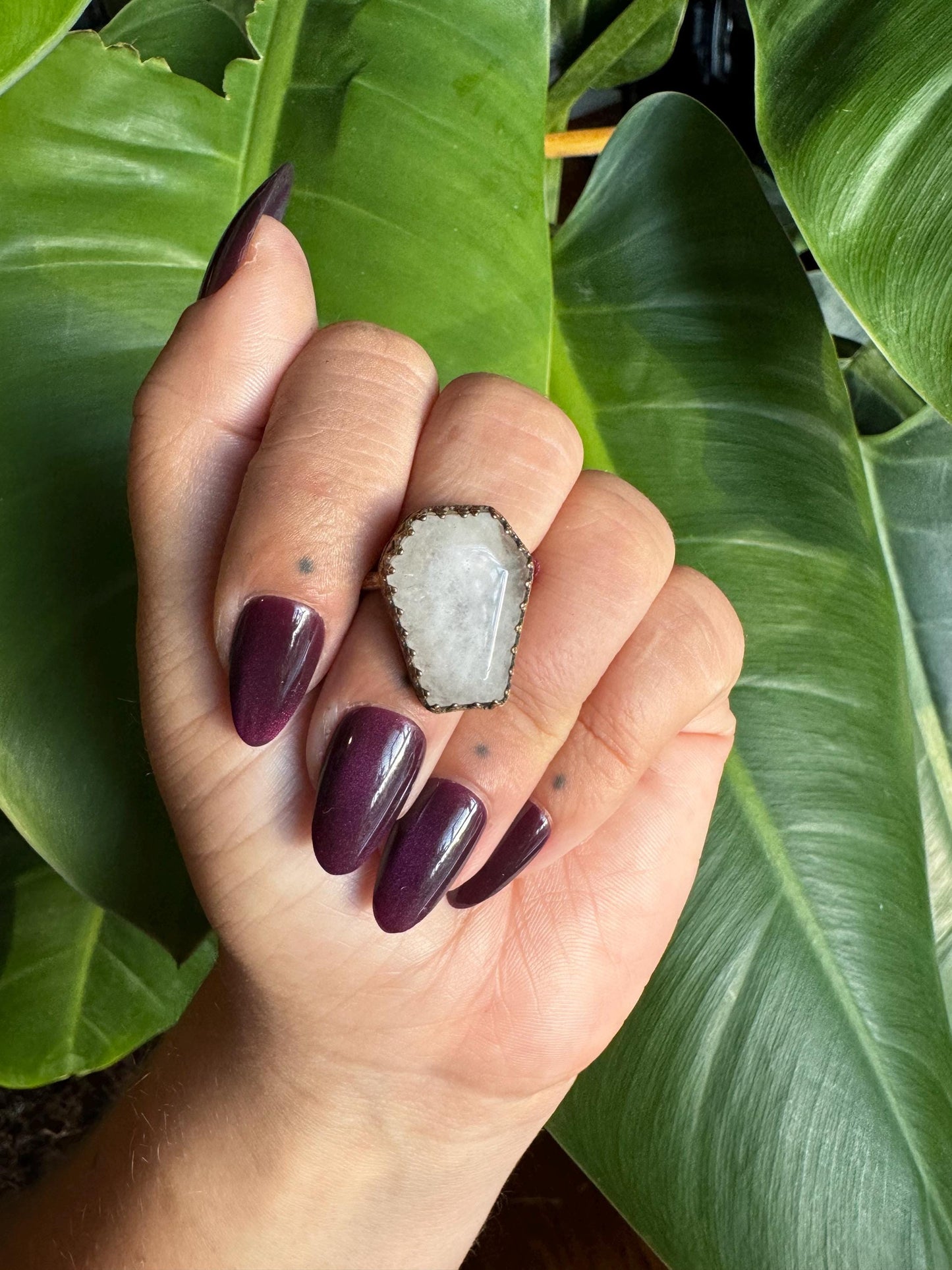 Quartz Coffin Ring size 6.5-7