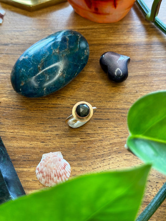 Gold Sheen Obsidian Ring size 8.5