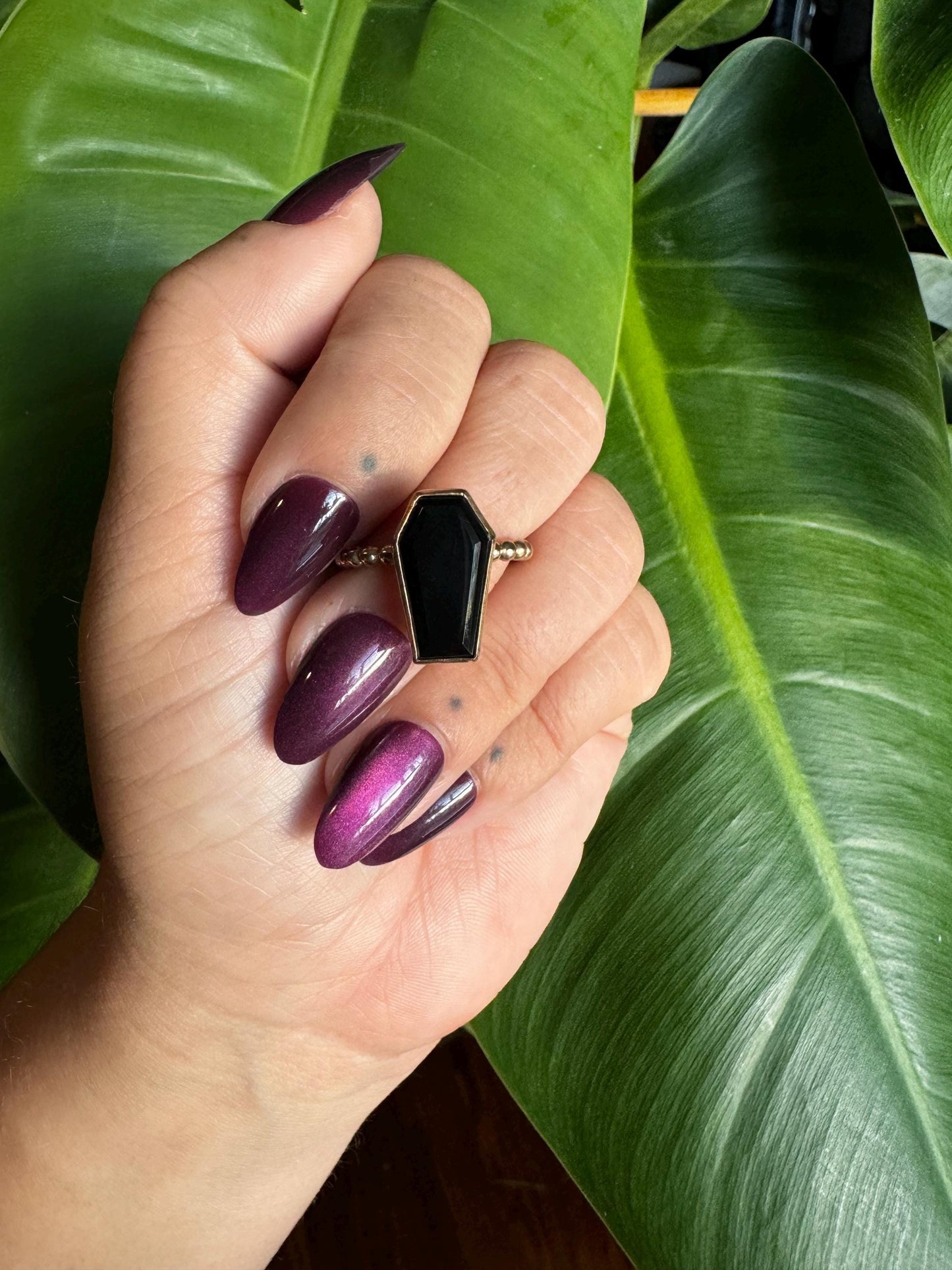 Onyx Coffin Ring size 8