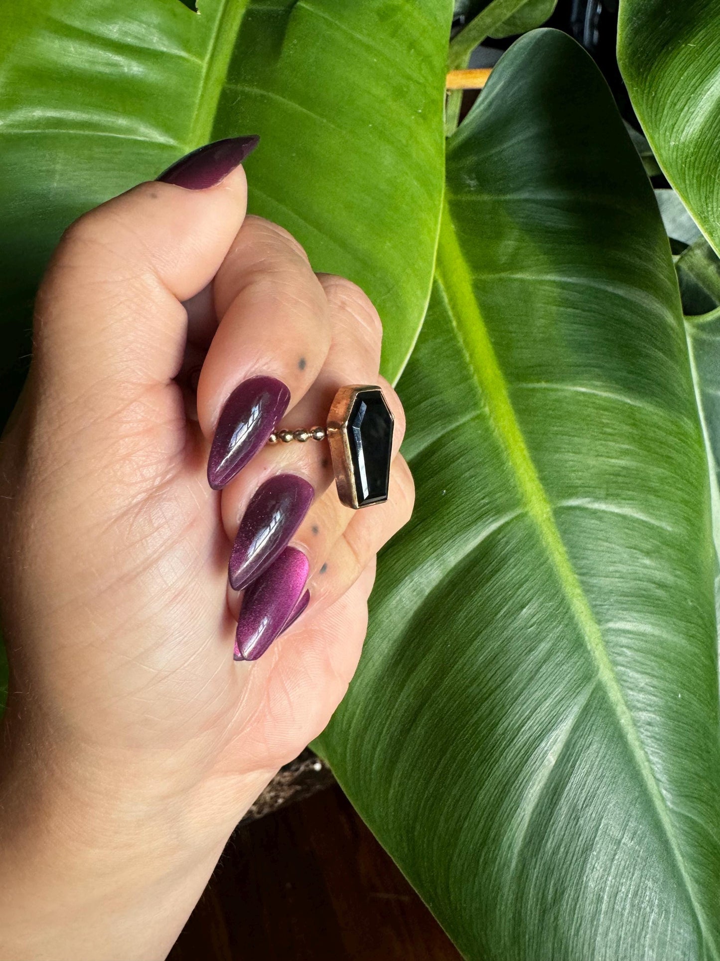 Onyx Coffin Ring size 8