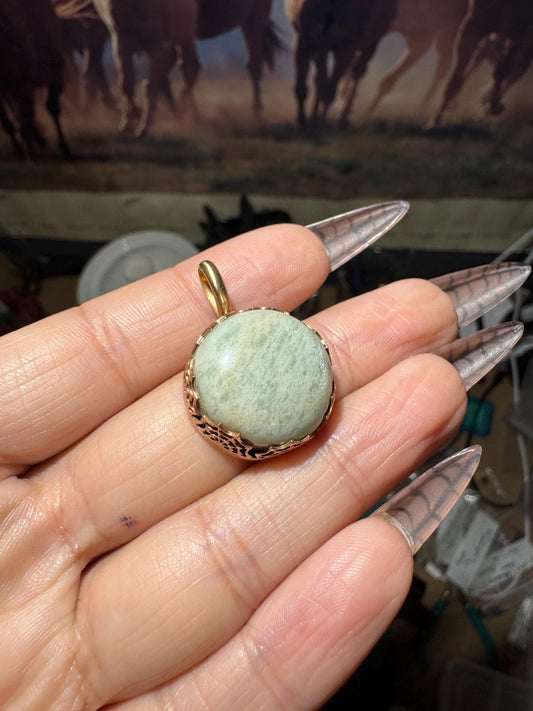 Amazonite SpiderWeb Pendant